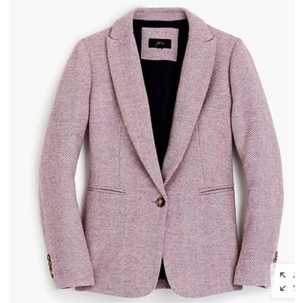 J. Crew Parke Blazer English Herringbone Wool Pink 2 Single Button Jacket - Picture 12 of 12